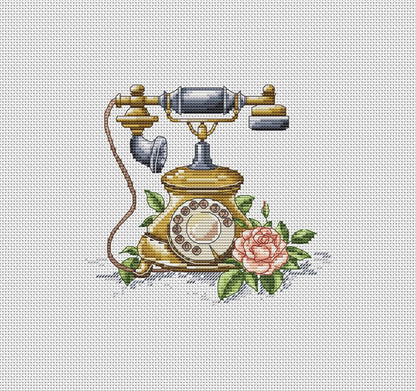 Vintage Phone - PDF Cross Stitch Pattern-1