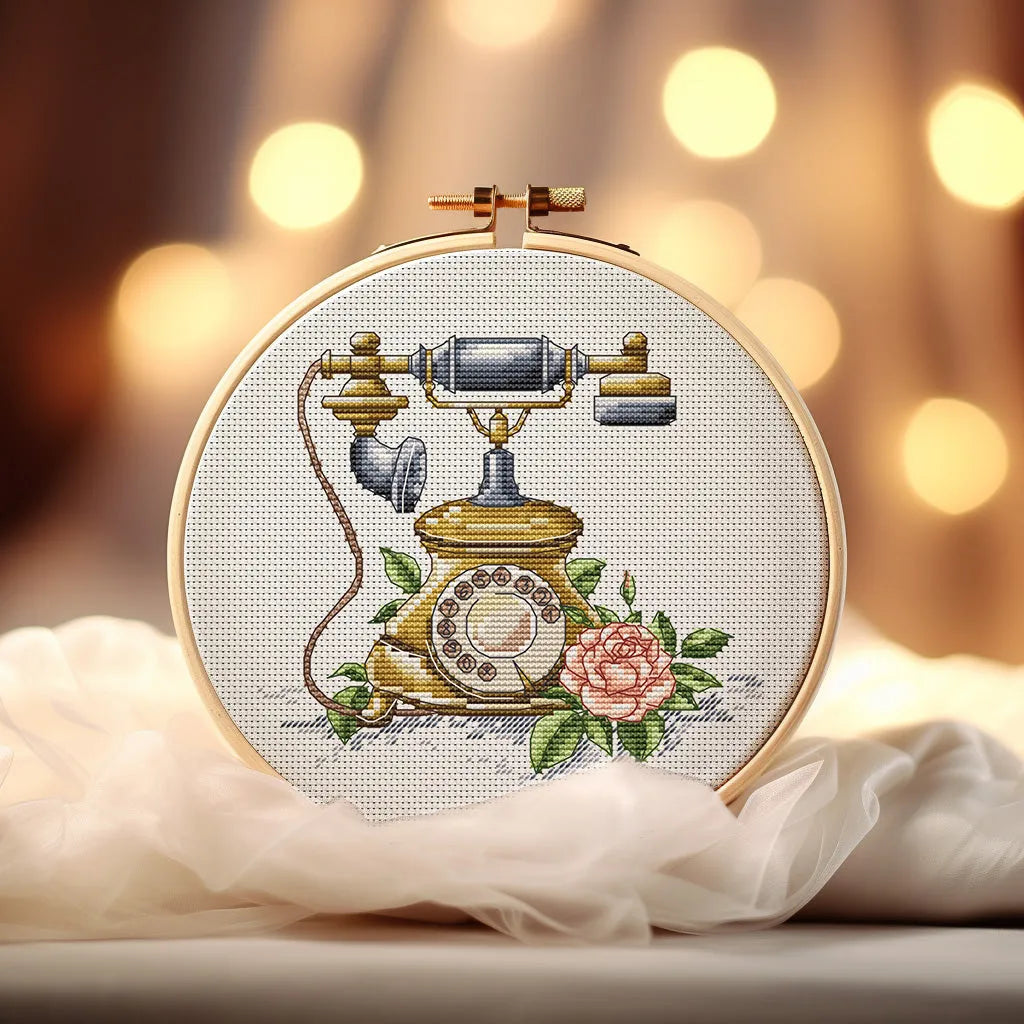 Vintage Phone - PDF Cross Stitch Pattern-0