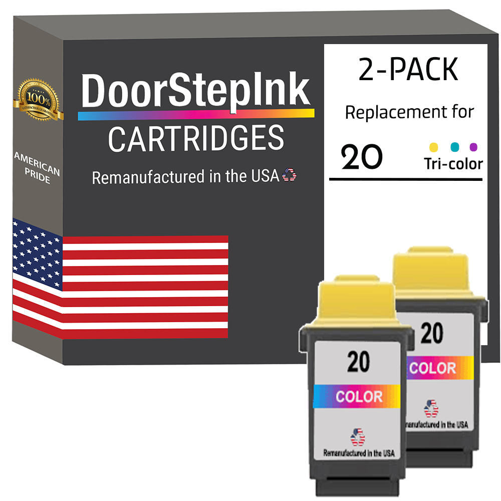 DoorStepInk Remanufactured in the USA Ink Cartridges for Lexmark #20 Color Twin Pack-0