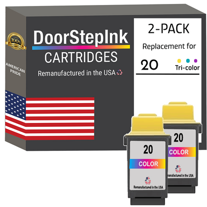 DoorStepInk Remanufactured in the USA Ink Cartridges for Lexmark #20 Color Twin Pack-0