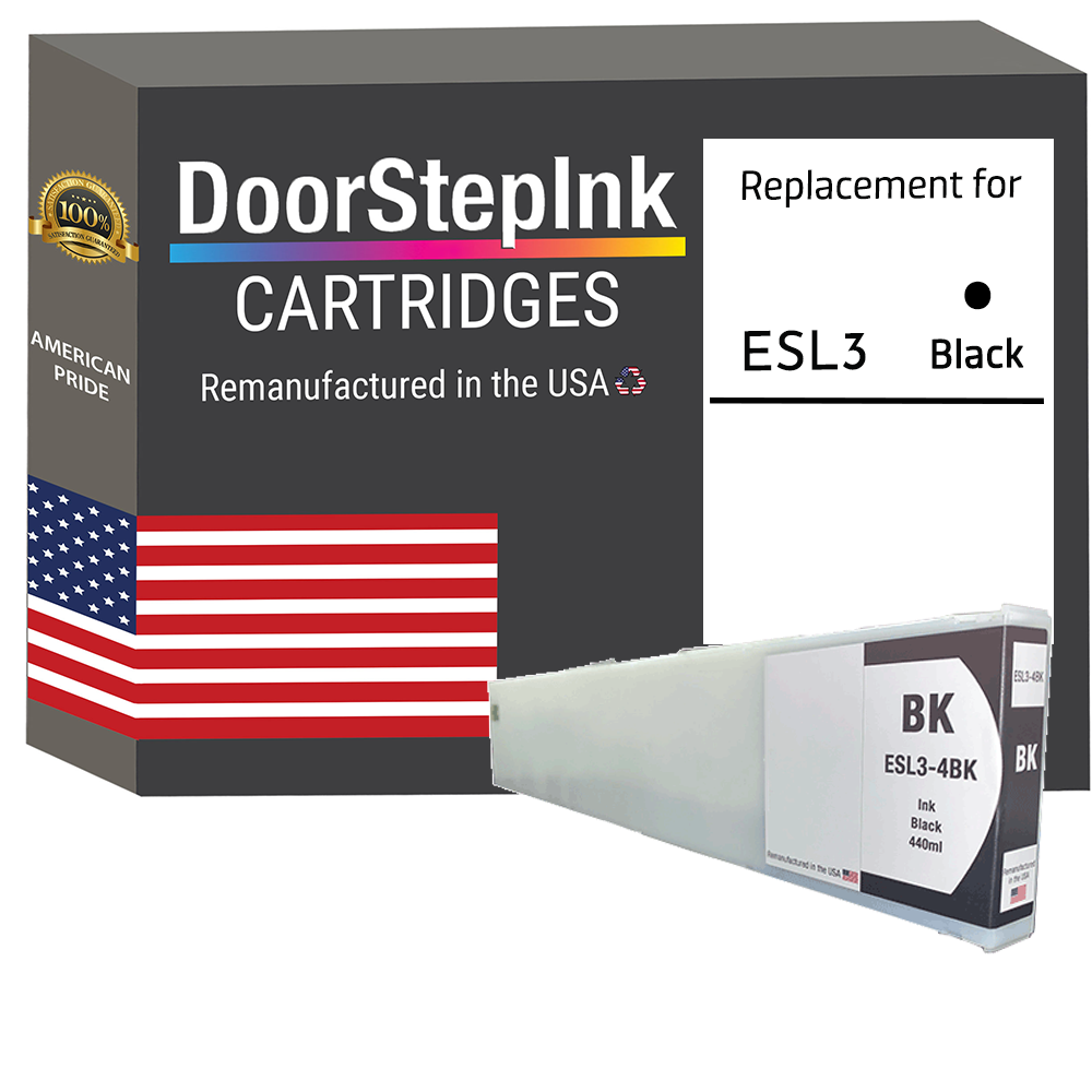 DoorStepInk Brand for Roland ESL3-4BK 440mL Black Remanufactured in the USA Ink Cartridge-0