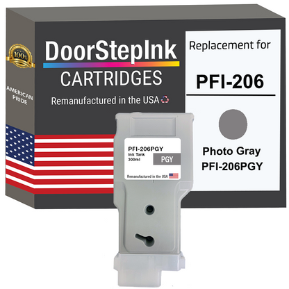DoorStepInk Brand for Canon PFI-206 300mL Photo Gray PFI-206PGY Remanufactured in the USA Ink Cartridge-0