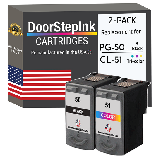 DoorStepInk Brand for Canon PG-50 Black / CL-51 Color Combo Pack Remanufactured in the USA Ink Cartridges-0
