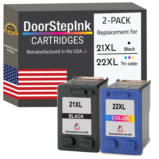 DoorStepInk Brand for HP 21XL Black / HP 22XL Color Combo Pack Remanufactured in the USA Ink Cartridges-0