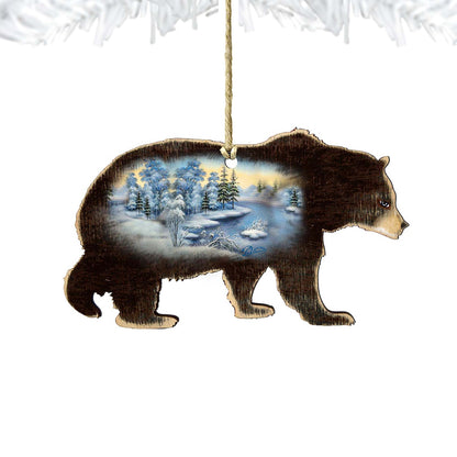 Black Bear Wooden Ornaments - Tree Ornament by G. DeBrekht - Wildlife Holiday Decor - 8198215-3-1