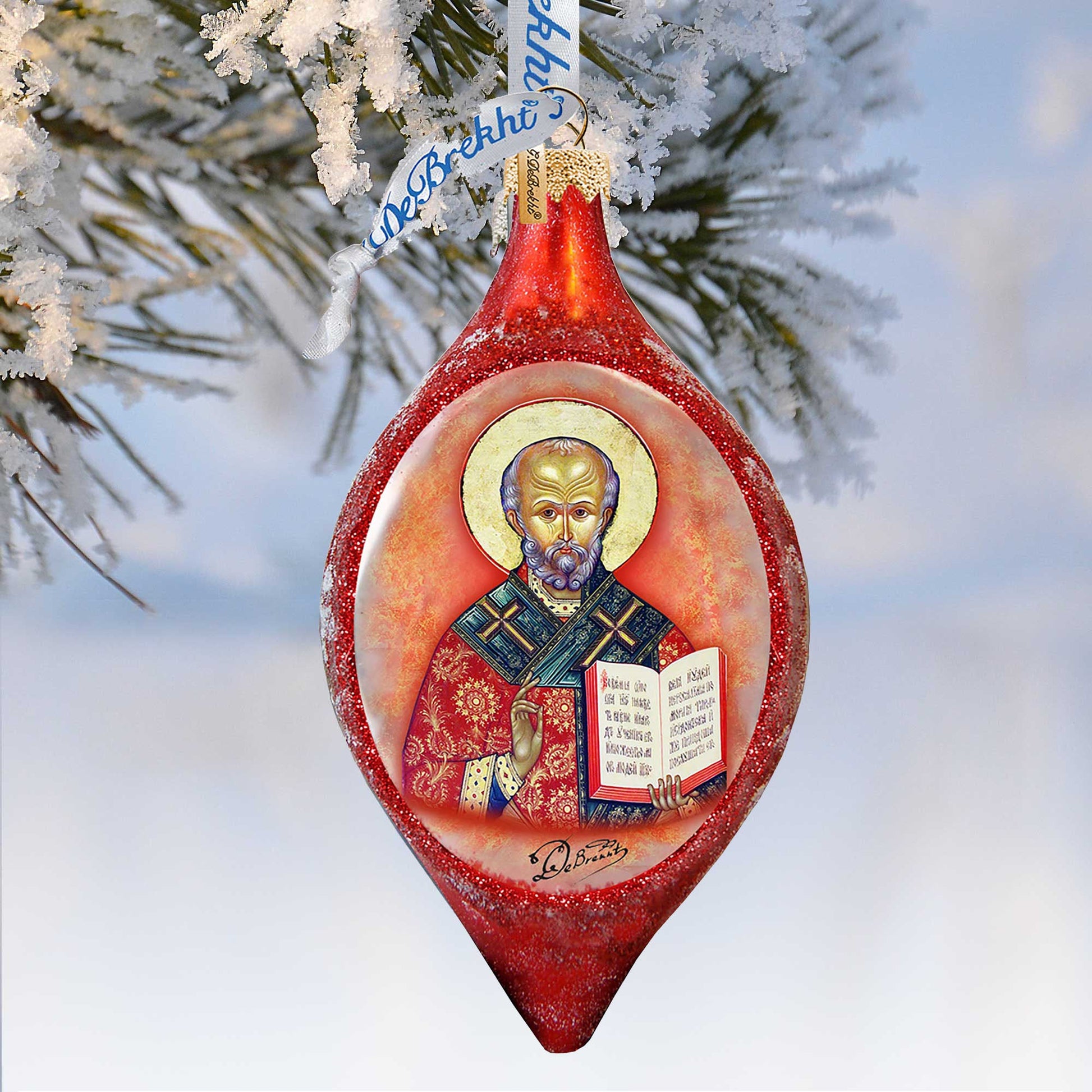 Saint Nick Drop Glass Ornament by G. DeBrekht - Christmas Santa Snowman Decor - 757-011-0