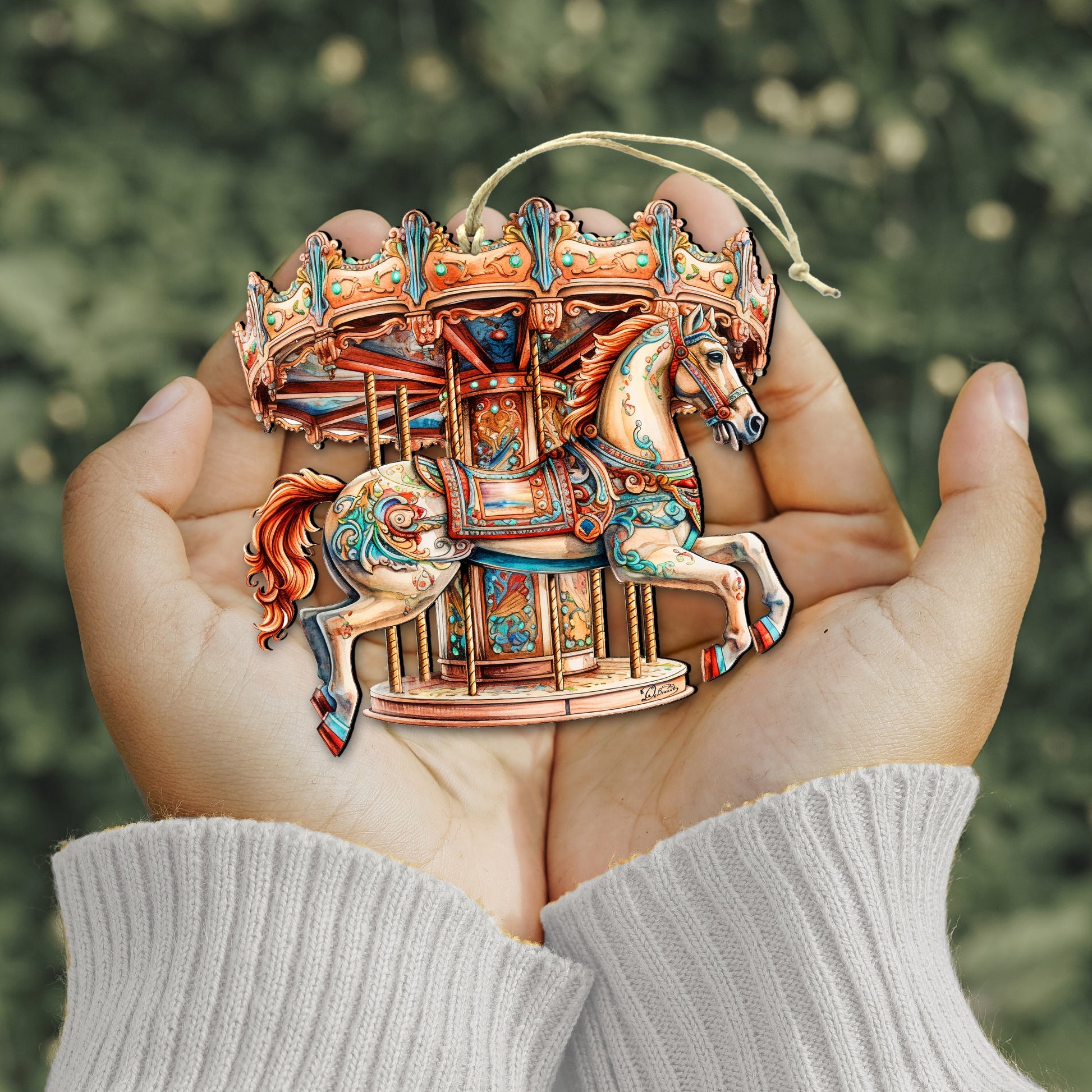 Carousel Horse Wooden Ornaments by G. Debrekht Christmas Decor - 8611027-2