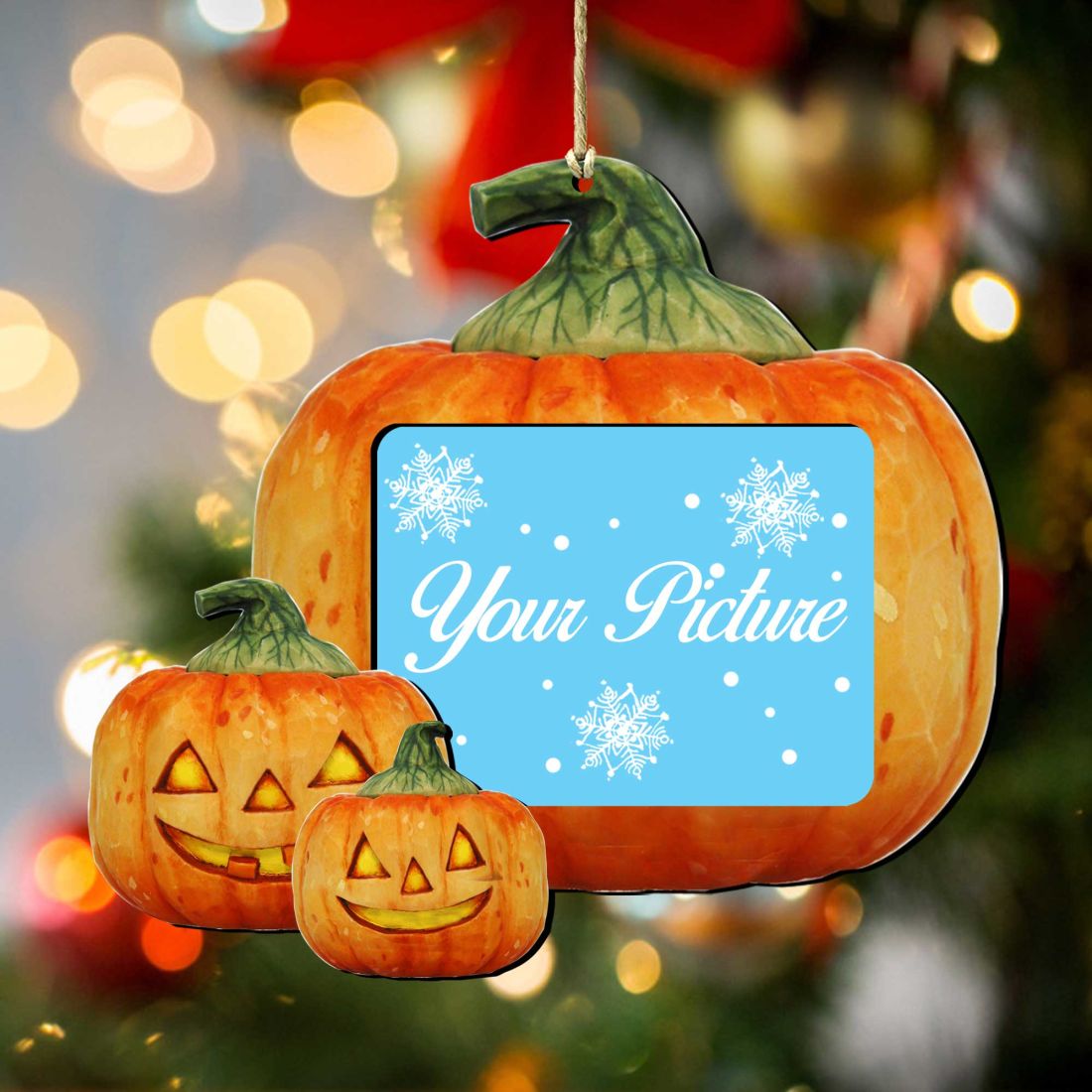 Halloween Pumpkin Picture Frame Ornaments - Ornament for Photo - Thanksgiving Halloween Decor - 8158414-2PF-0