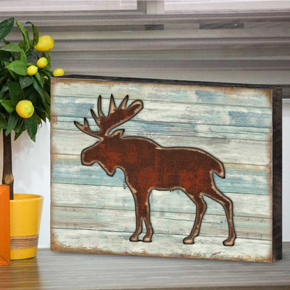 Rustic Moose Wooden Wall Art by G. DeBrekht - Wildlife Holiday Decor - 8198222B-2