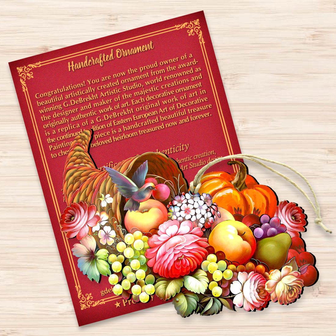 Cornucopia Wooden Ornaments Fall by G. DeBrekht - Thanksgiving Halloween Decor - 8158907-3