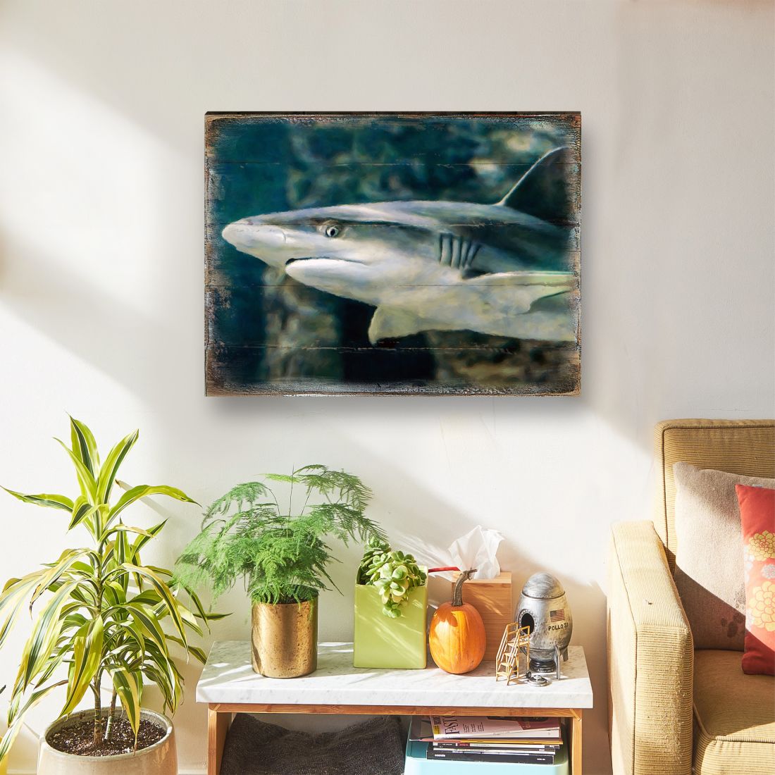 Zindanlari Shark Wooden Coastal Wall Art by Nature Wonders - Coastal Sea-Life Decor - 95324B-2