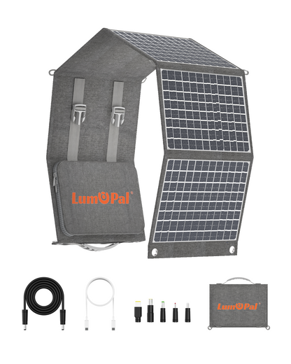 LUMOPAL 60W Foldable Portable Waterproof Solar Panel - Gray-1