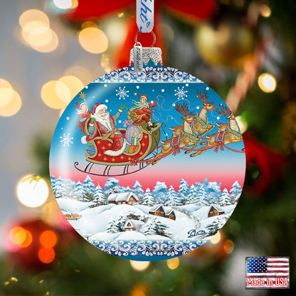 Up-Up Away Ball Glass Ornament Limited Edition by G. DeBrekht - Christmas Santa Snowman Decor - 73842-4
