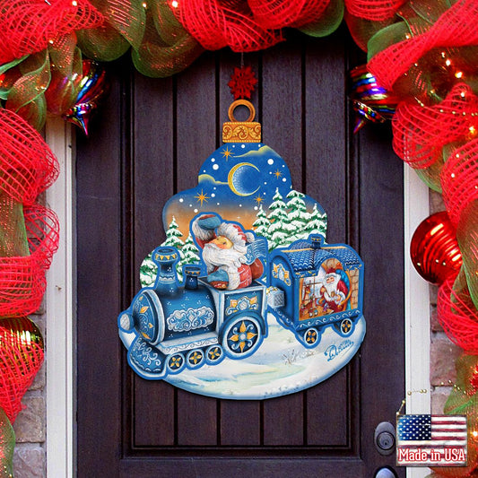 Christmas Train Christmas Door Decor by G. DeBrekht - Christmas Santa Snowman Decor - 8112180H-0