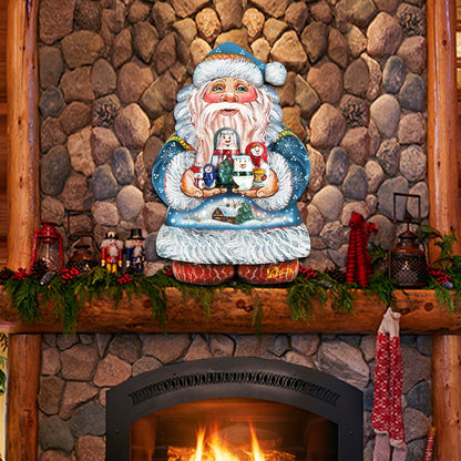 Santa with Matreshka Christmas Door Decor by G. DeBrekht - Christmas Santa Snowman Decor - 8117809H-3