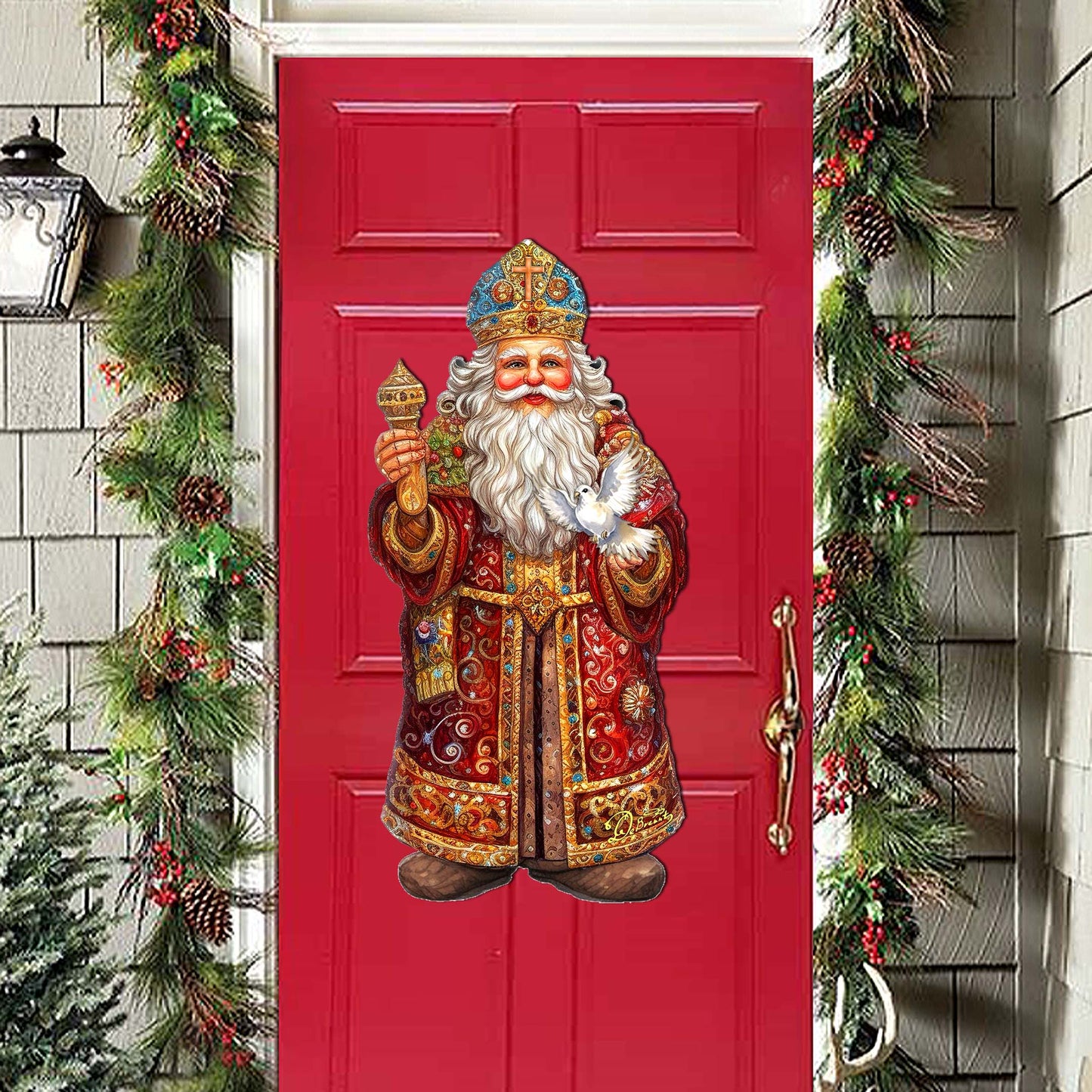 Santa's Dove of Hope Holiday Door Décor by G. Debrekht - Christmas Santa Snowman Décor - 8691416H-1