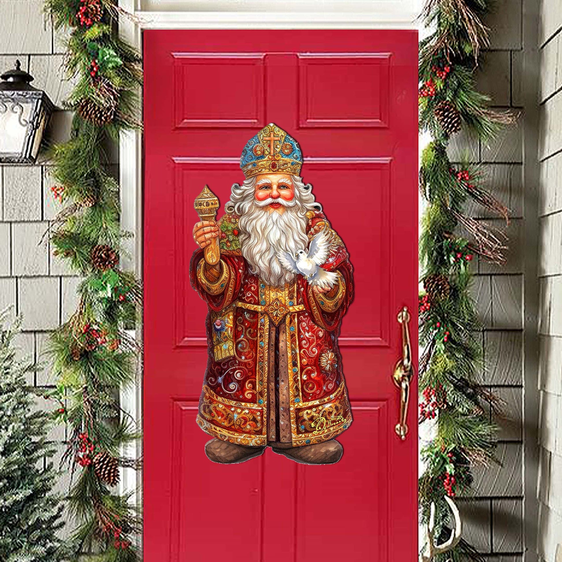 Santa's Dove of Hope Holiday Door Décor by G. Debrekht - Christmas Santa Snowman Décor - 8691416H-1