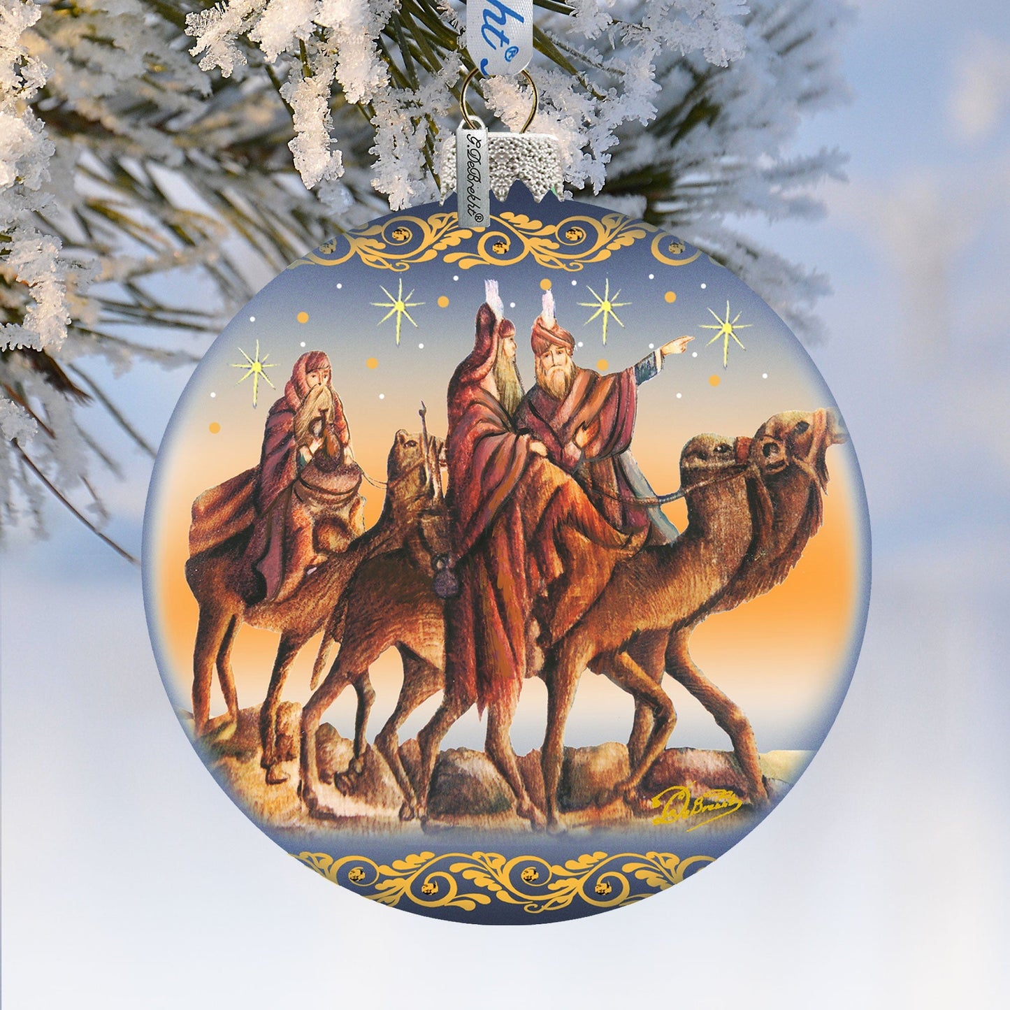 Nostalgic Tree Kings Journey Glass Ornament Limited Edition by G. DeBrekht - Nativity Holiday Decor - 73882-0