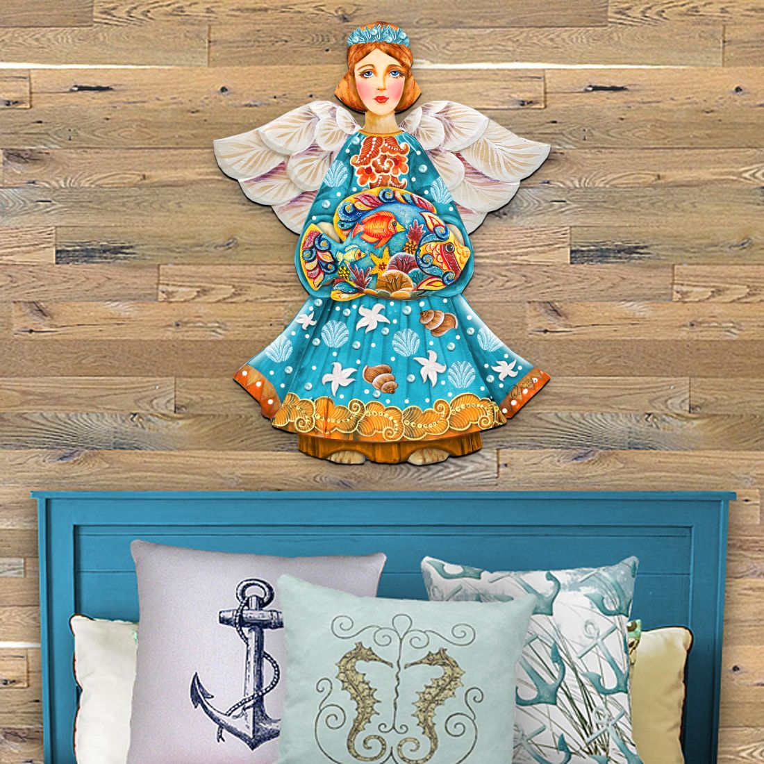 Guardian of The Sea Angel Door Decor by G. DeBrekht - Coastal Holiday Decor - 8152724H-2