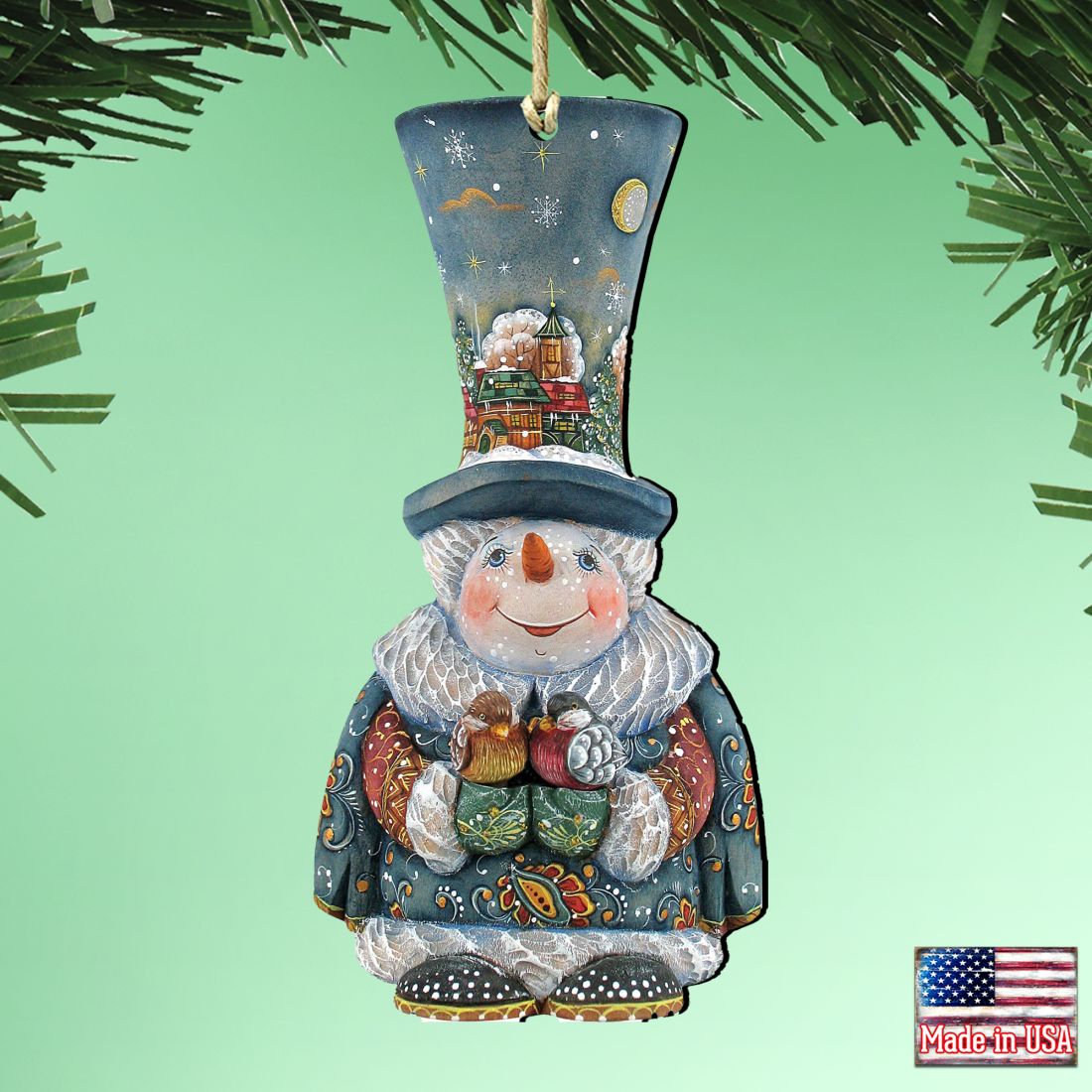 Old World Christmas Snowman Wooden Ornaments by G. DeBrekht - Christmas Santa Snowman Decor - 8116420-1