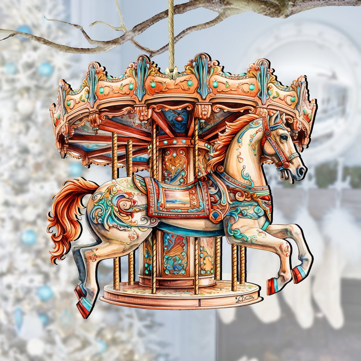 Carousel Horse Wooden Ornaments by G. Debrekht Christmas Decor - 8611027-0