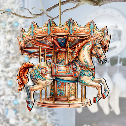 Carousel Horse Wooden Ornaments by G. Debrekht Christmas Decor - 8611027-0