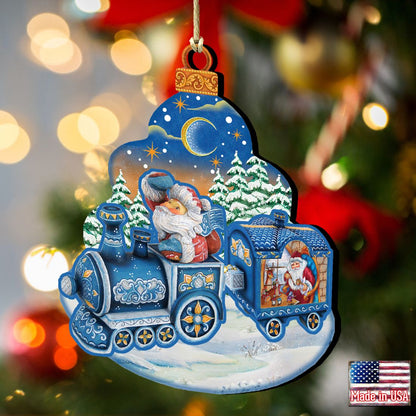 Christmas Train Wooden Ornaments by G. DeBrekht - Christmas Santa Snowman Decor - 8112180-2