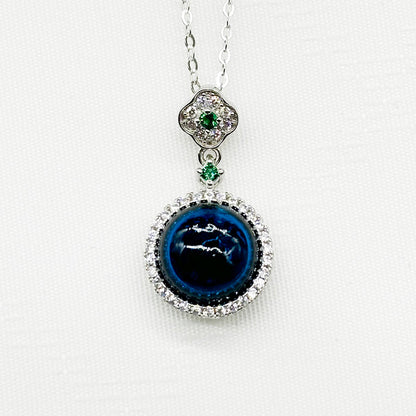 Sterling Silver Crown Jewel Aroma Necklace - Navy | Energy & Healing | Diffuse on the go-0