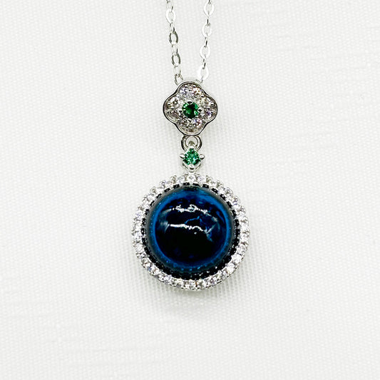 Sterling Silver Crown Jewel Aroma Necklace - Navy | Energy & Healing | Diffuse on the go-0