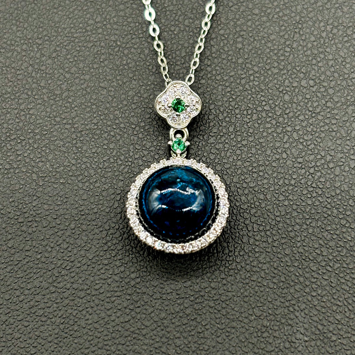 Sterling Silver Crown Jewel Aroma Necklace - Navy | Energy & Healing | Diffuse on the go-2