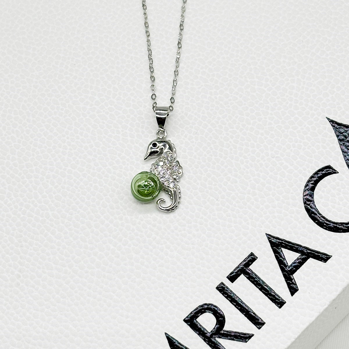 Sterling Silver Sea Horse Aroma Necklace - Lime | Energy & Healing | Diffuse on the go-3