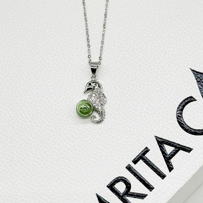 Sterling Silver Sea Horse Aroma Necklace - Lime | Energy & Healing | Diffuse on the go-3