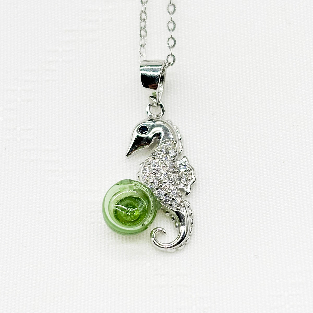 Sterling Silver Sea Horse Aroma Necklace - Lime | Energy & Healing | Diffuse on the go-0