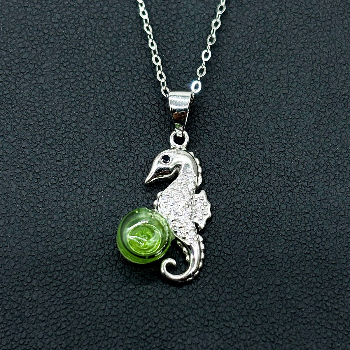 Sterling Silver Sea Horse Aroma Necklace - Lime | Energy & Healing | Diffuse on the go-2