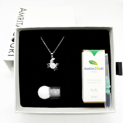 Sterling Silver Zodiac Aroma Necklace - Cancer June - July | Perfect Birthday Gift | Energy & Healing | Diffuse on the go-4