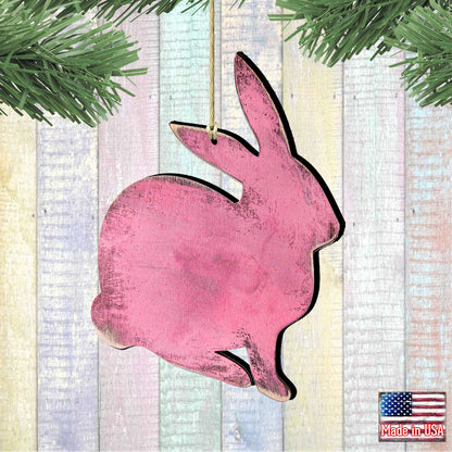 Pink Bunny Easter Wood Ornaments Pair - Designocracy - 81991341-2