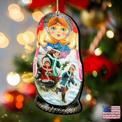 Children Play Matreshka Wooden Ornaments by G. DeBrekht - Christmas Decor - 8110762-2