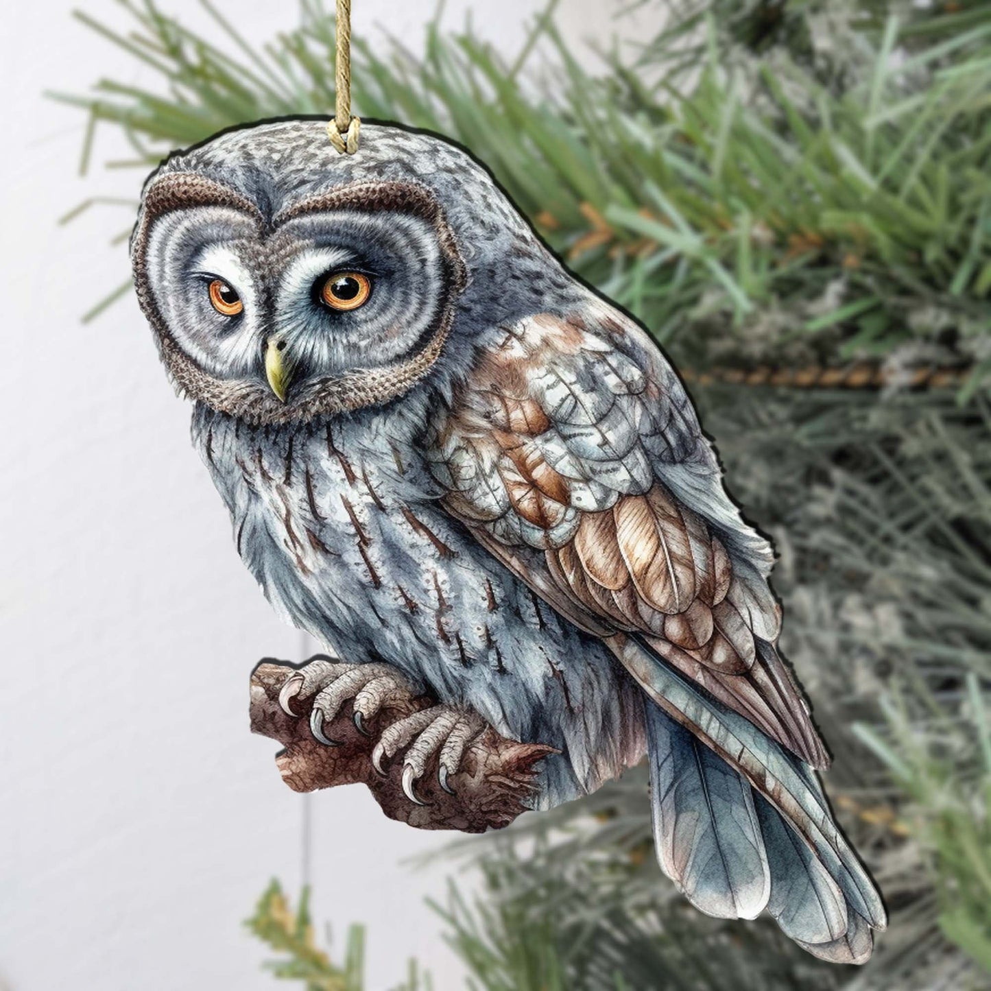 Alaskan Nothern Hawk Owl Wooden Ornaments by G.Debrekht - Wildlife Holiday Décor - 8710004-1-1