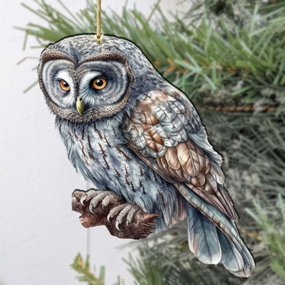 Alaskan Nothern Hawk Owl Wooden Ornaments by G.Debrekht - Wildlife Holiday Décor - 8710004-1-1