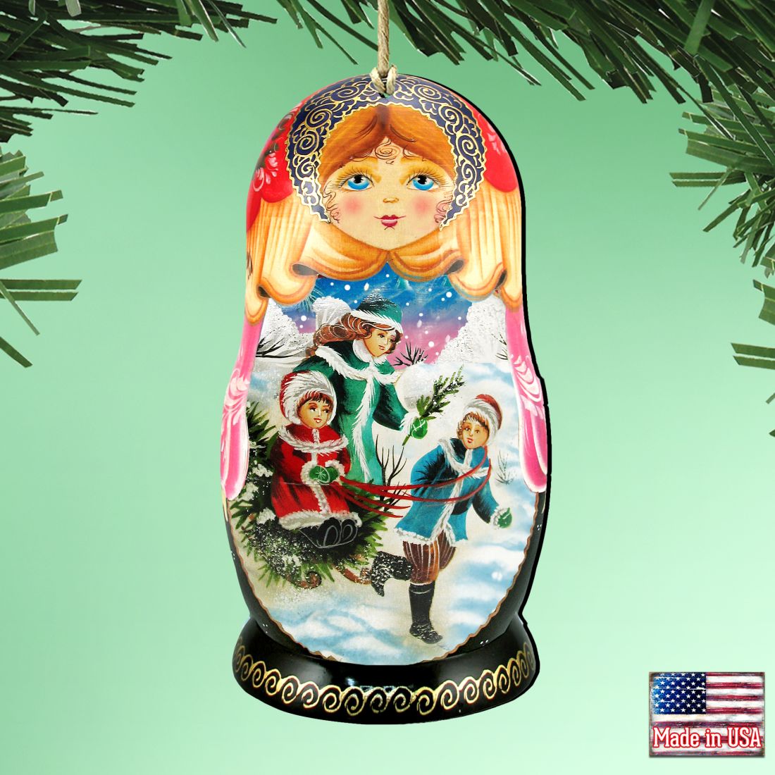 Children Play Matreshka Wooden Ornaments by G. DeBrekht - Christmas Decor - 8110762-1