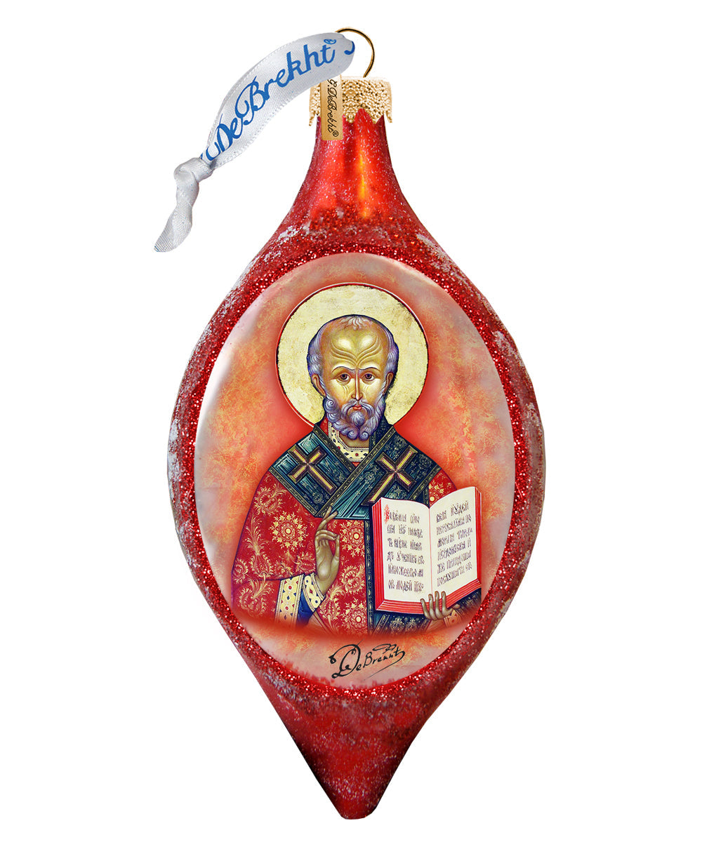 Saint Nick Drop Glass Ornament by G. DeBrekht - Christmas Santa Snowman Decor - 757-011-2