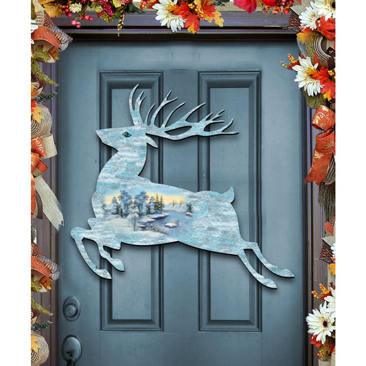 Prancing Deer Wildlife Door Decor - G. DeBrekht - Wildlife Holiday Decor - 8198211-1H-0