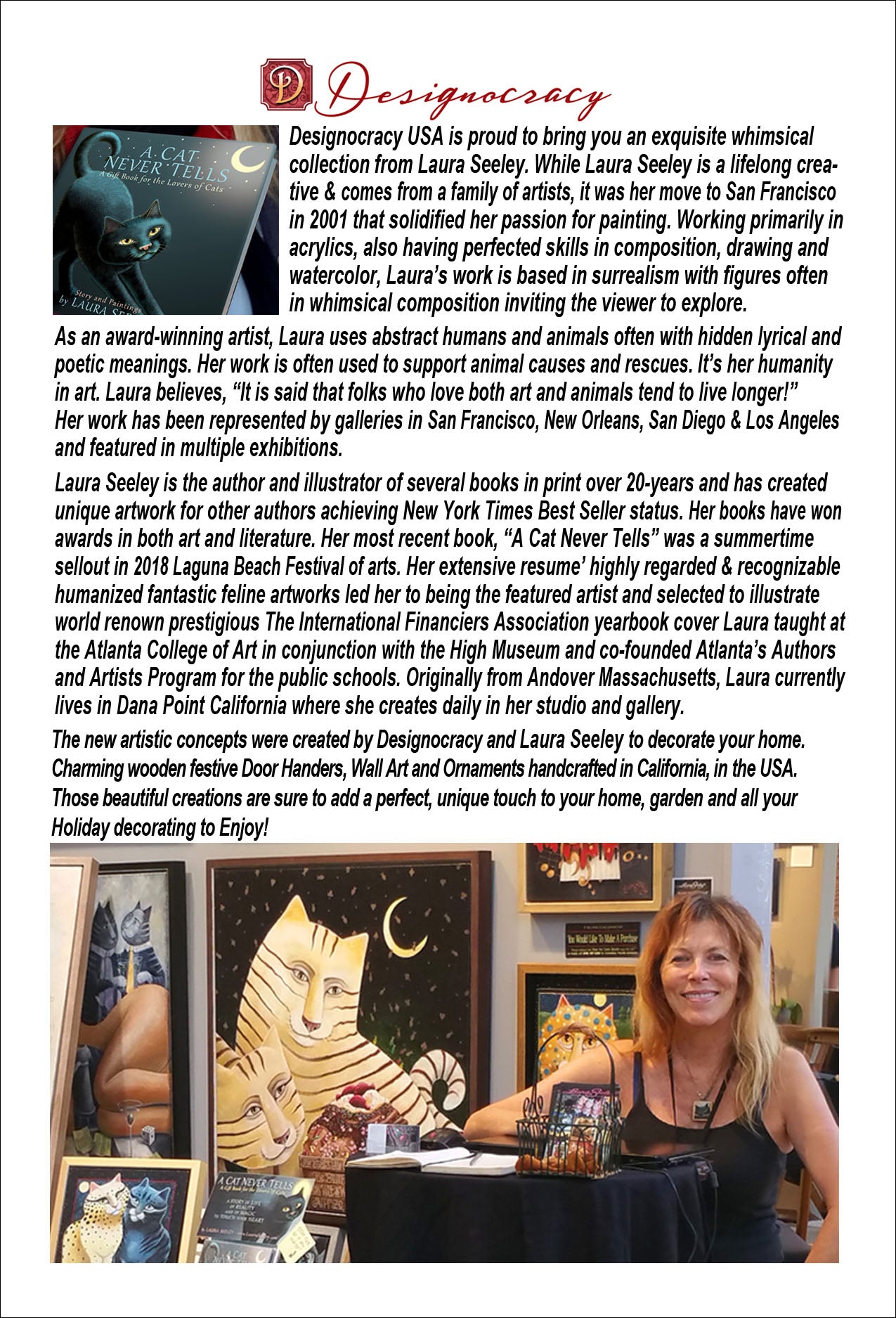 Gazing Cats Wooden Ornaments Set of 3 by Laura Seeley - Pets Dog and Cats Decor - 8100098S3-LS-3