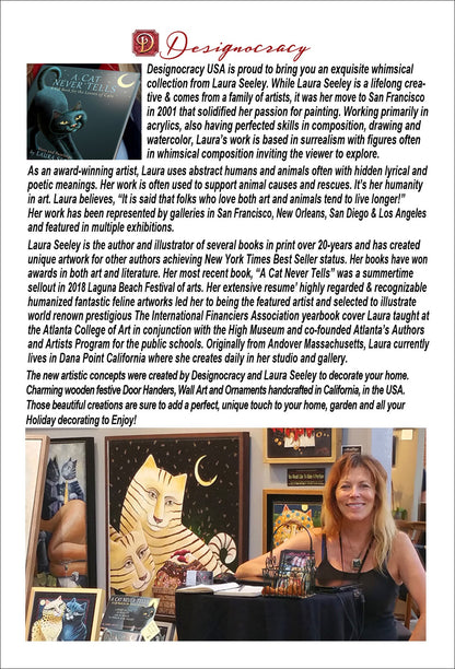 Gazing Cats Wooden Ornaments Set of 3 by Laura Seeley - Pets Dog and Cats Decor - 8100098S3-LS-3