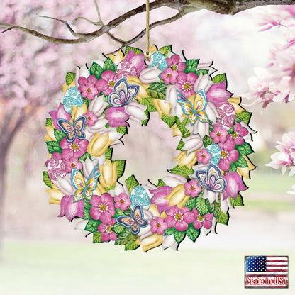 Flowers Spring Wreath Wooden Ornaments by G. DeBrekht - Easter Spring Decor - 8185301-1