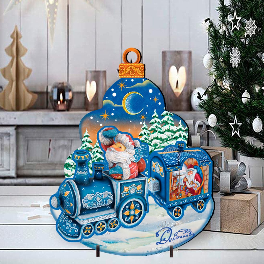 Santa Arrival Christmas Outdoor Yard Sign by G. DeBrekht - Christmas Santa Snowman Decor - 8112180F-2