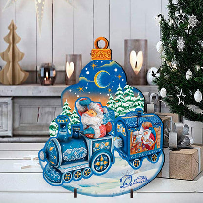 Santa Arrival Christmas Outdoor Yard Sign by G. DeBrekht - Christmas Santa Snowman Decor - 8112180F-2