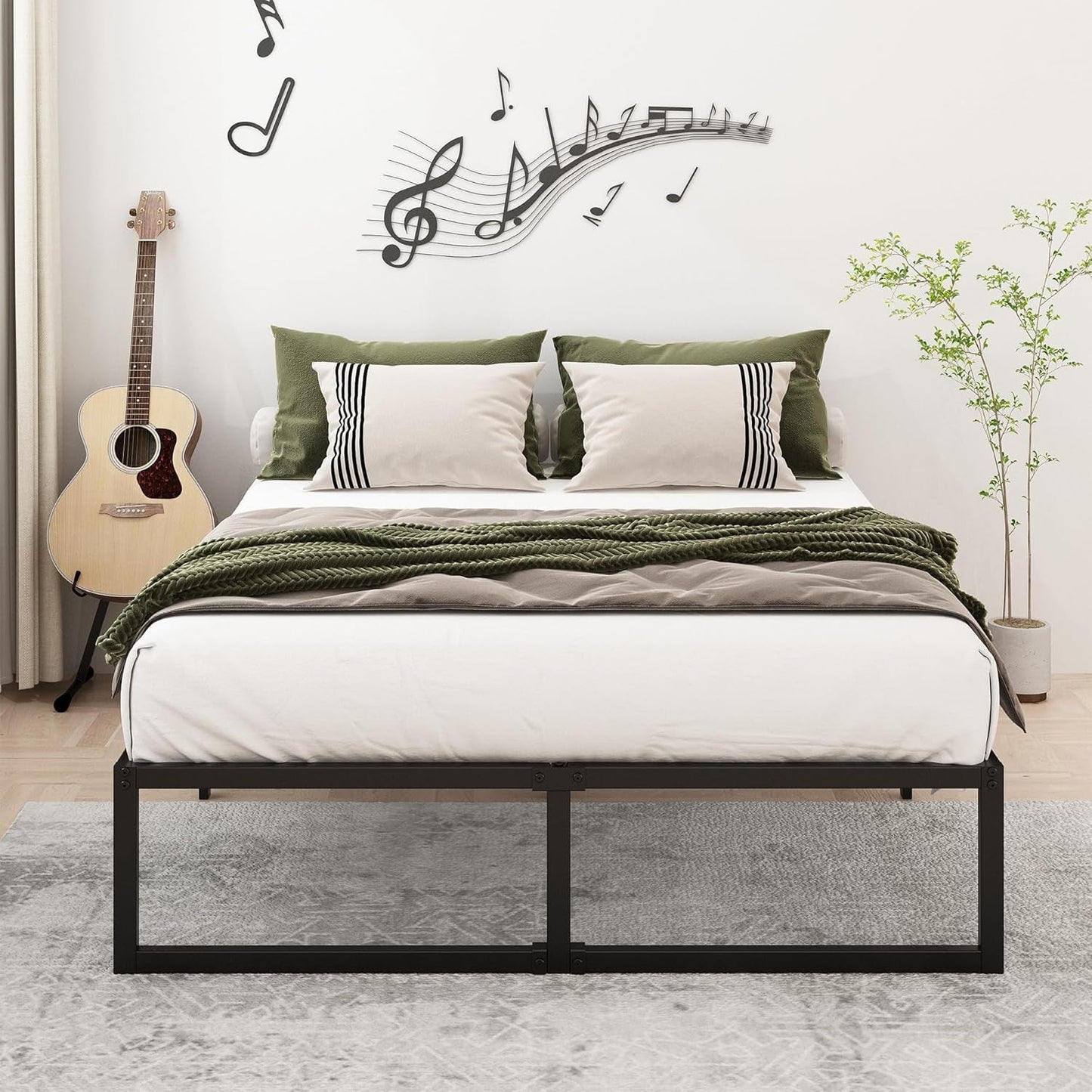 14 Inch Heavy Duty Metal Bed Frame with Slats-3