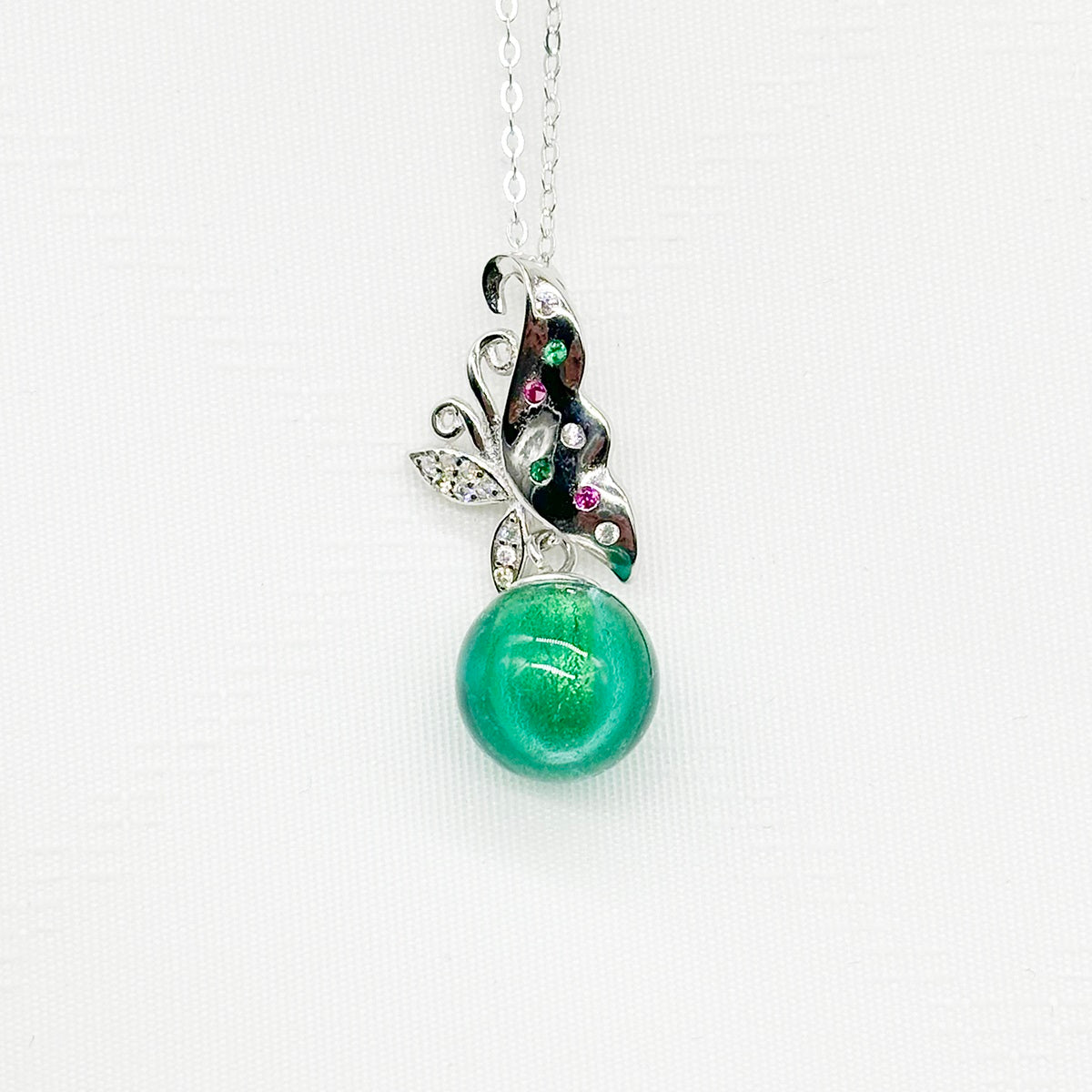 Sterling Silver Butterfly Aroma Necklace - Turquoise | Energy & Healing | Diffuse on the go-0