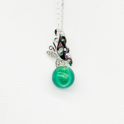 Sterling Silver Butterfly Aroma Necklace - Turquoise | Energy & Healing | Diffuse on the go-0